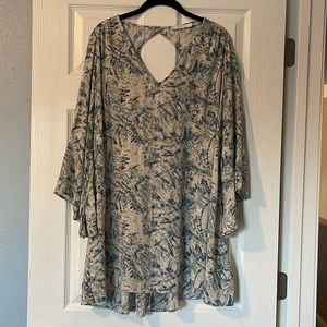 Lush Blue Print Tunic Dress Size Large